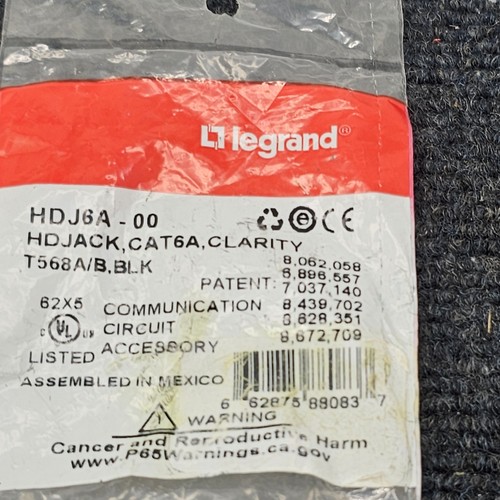 Legrand HDJ6A-00 HDJACK Clarity Cat 6A T568A/B BLACK - Afbeelding 2 van 7