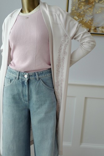 NEW Hermès Brides de Gala en Fleurs Long Cardigan twillaine Rose Pâle Size 34 - Picture 12 of 24