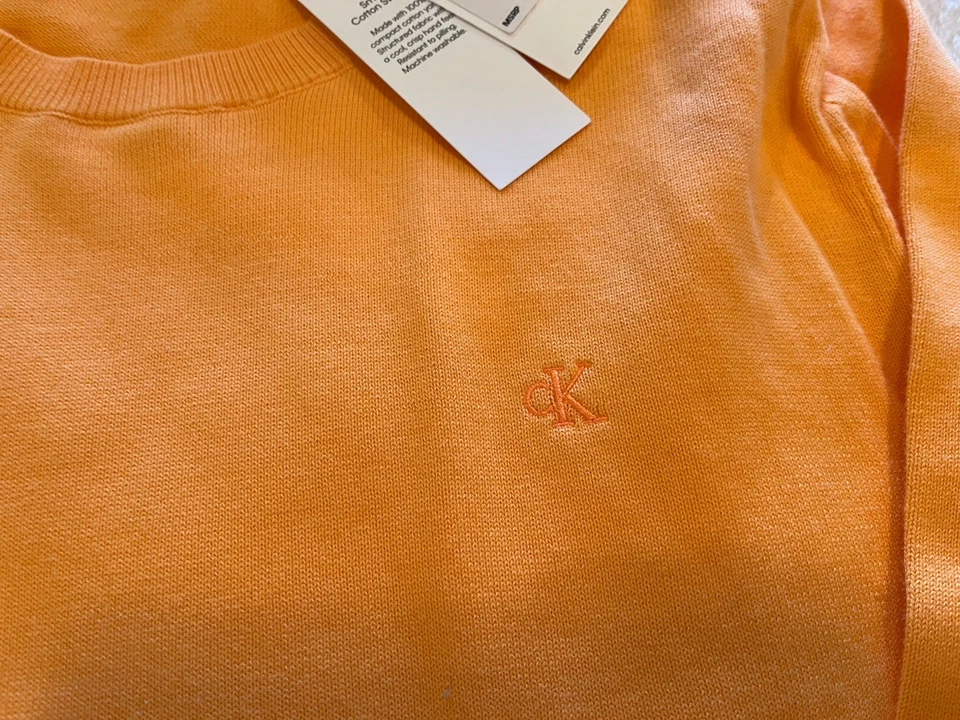 Calvin Klein Men’s Crew Neck Cotton Sweater NWT Orange Large - Image 2 of 4