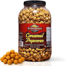 Caramel Flavored Popcorn  32 Oz Large Tub  Perfect for Holidays and Christmas