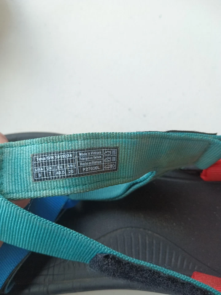 Multi Colored Teva Sandals Mens Size 8 Women's 9  Red Green Blue Yellow - Image 4 of 4