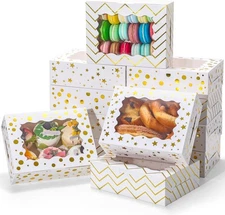 KPOSIYA 12pcs Christmas Cookie Boxes for Gift Giving, 8x6x2.5in White Bakery Box
