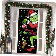 Christmas Door Cover Decorations Winter Holiday Party Decoration Xmas Backdrop
