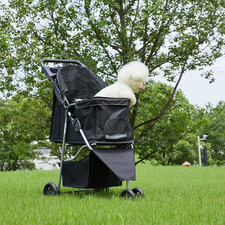 3-Wheel Pet Stroller for Dogs, Jogging Stroller with Breathable Mesh Window, Lar
