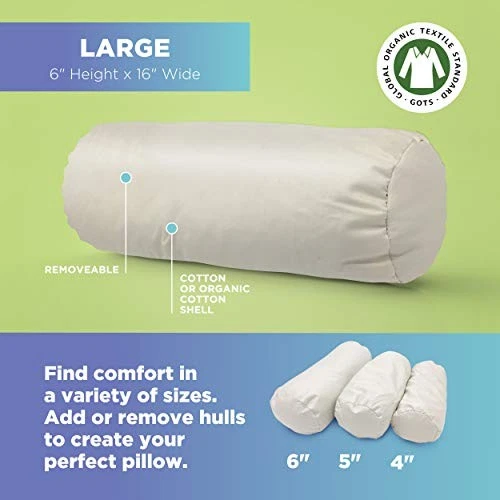  Almohada enrollable para cuello WheatDreamz - Hecha en EE. UU. - Relleno de trigo sarraceno 6 x 16 SOLO almohada Foto 4 de 4