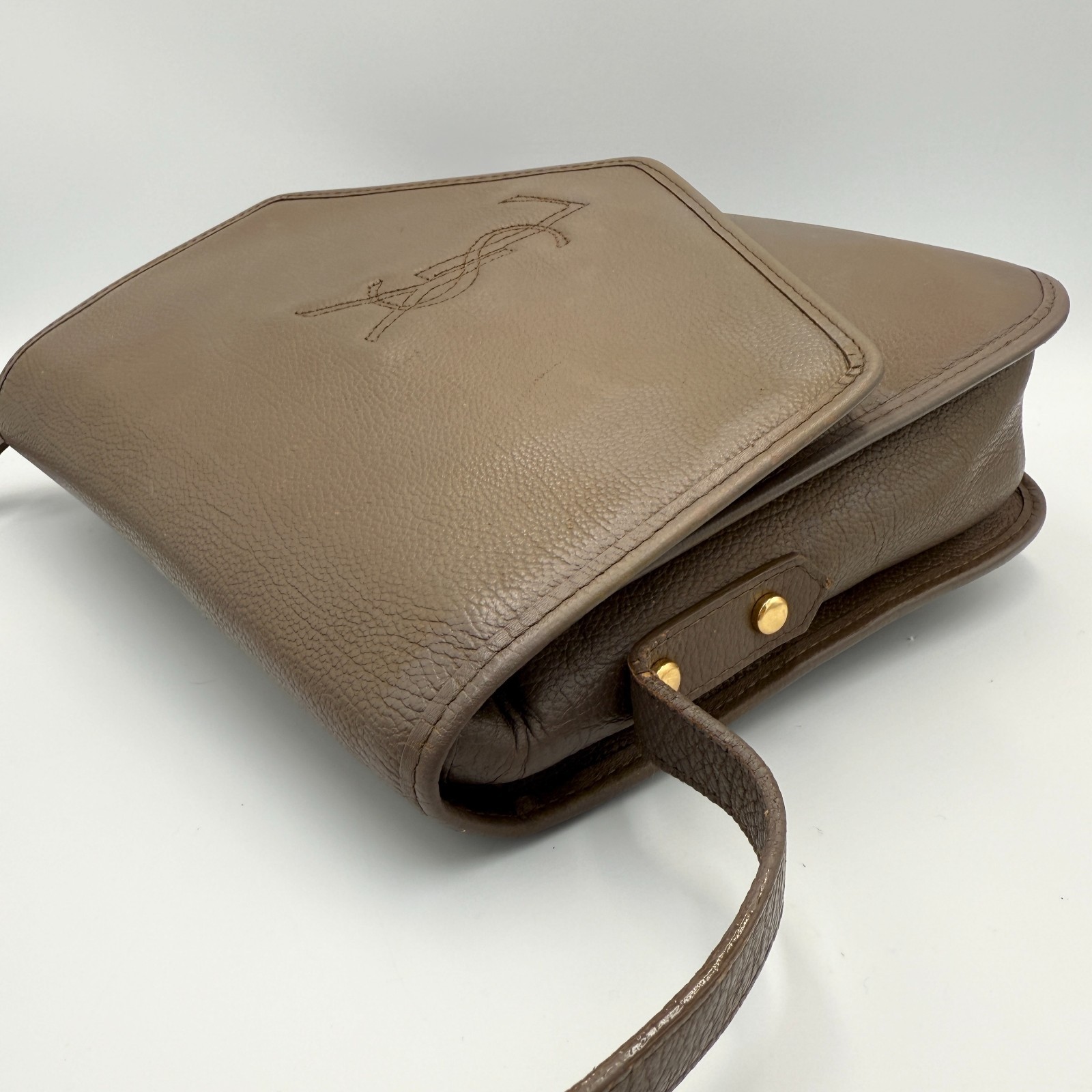 Borsa a tracolla Yves Saint Laurent vintage YSL pelle grigia autentica