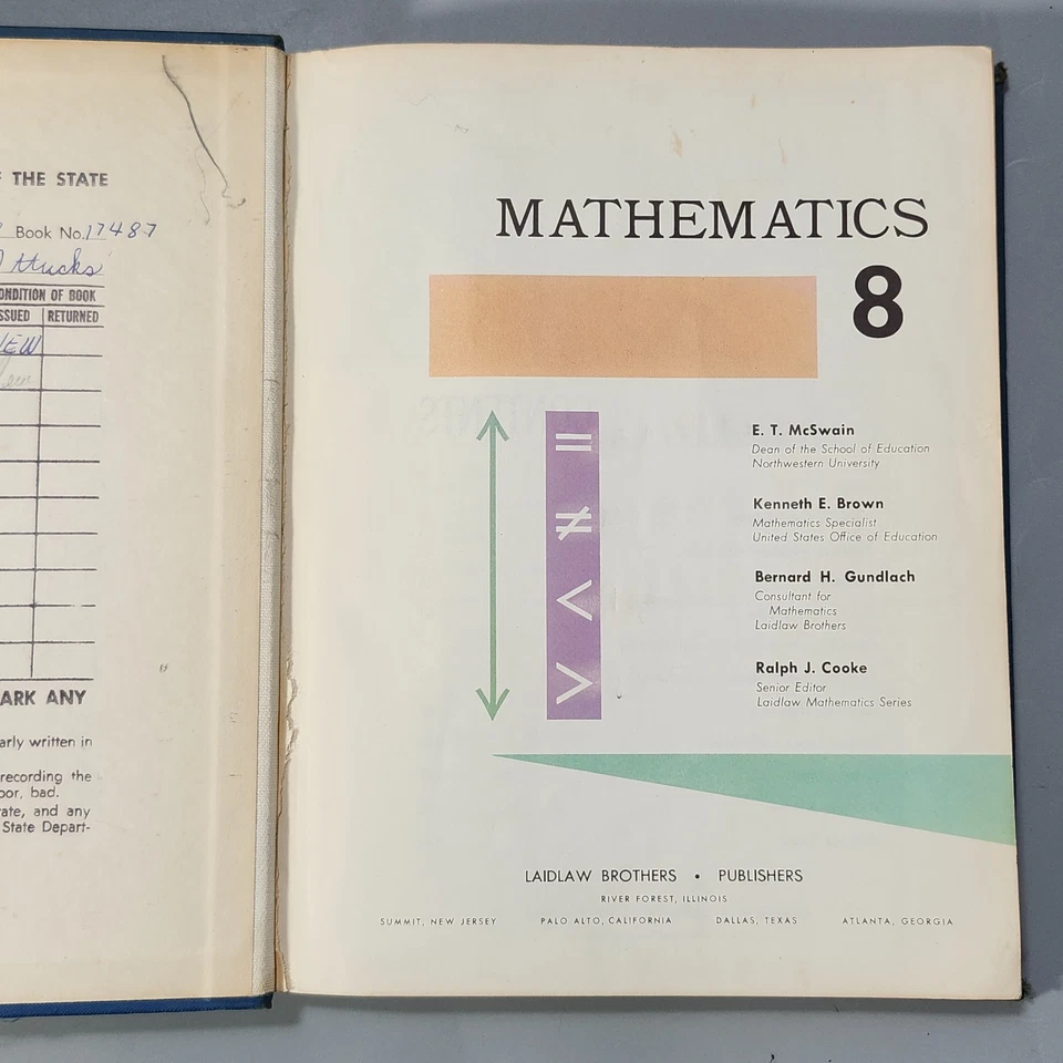 1963 Mathematics 8 Laidlaw Brothers 8th Grad Education Hardcover Textbook - Image 3 of 4