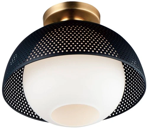 Maxim Perf 14 1/4" Wide Black and Satin Brass Ceiling Light - Picture 2 of 7