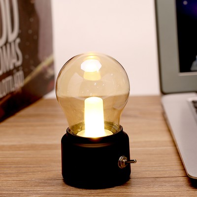 (black) Retro LED Nachtlicht USB Wiederaufladbare Tischlampe Nachttisch CU