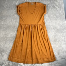 Lou & Grey/Loft Gold Orange  Dress Womens Sz S Relaxed Linen Blend Pockets