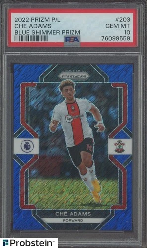 2022 Panini Blue Shimmer Prizm PL Soccer #203 Che Adams Southampton 7/8 PSA 10