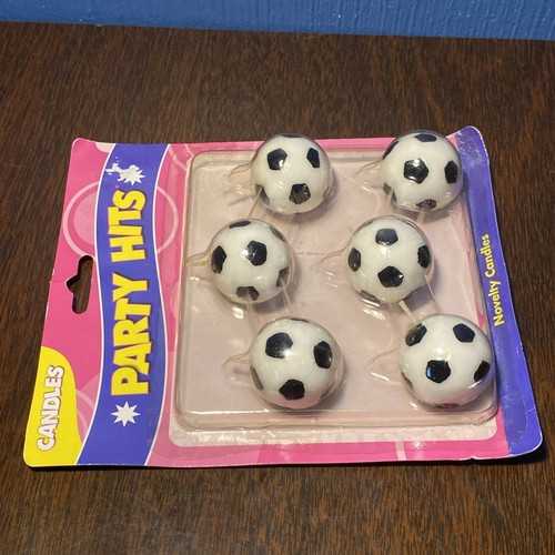VINTAGE Soccer Balls Candle Set - Birthday Cake Toppers - 6 Pack 90s NOS - Picture 6 of 9
