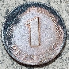WEST GERMANY 🇩🇪 ONE (1) PFENNIG COIN 1974 D (MINTED IN MUNICH)