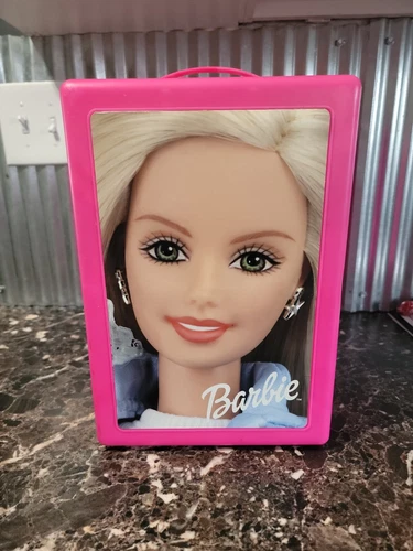 Vintage 2000 Pink Barbie Doll Fashion Wardrobe Trunk Carry Case Mattel VTG