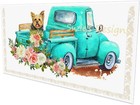 Checkbook Cover Teal Vintage Truck Yorkie Dog Lover Puppy Suzies Designs