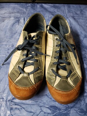Hush Puppies 100% Relax Beige Leather Upper Brown Suede Lace Up comfort women 7