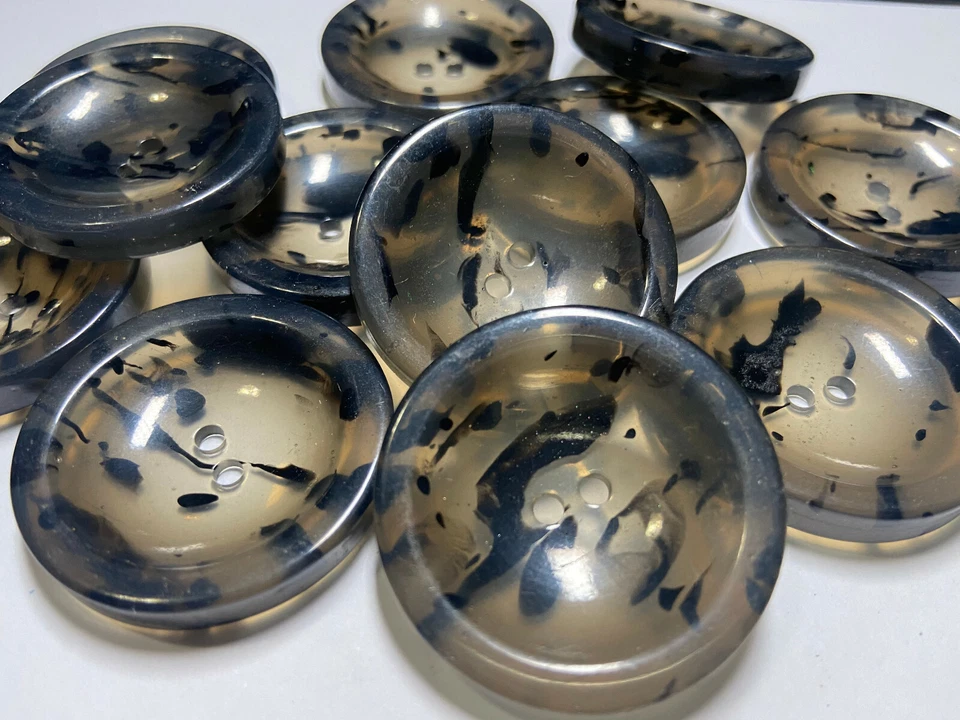 Thick Italian Poly Tortoise Shell DISH Button Black/Grey 15, 18, 30, 38mm 2hole - Image 2 of 4