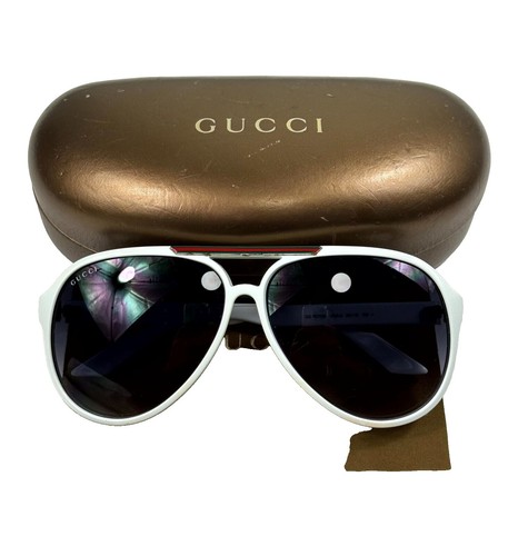 New GUCCI GG1650S 007 Shiny White/Grey 99-1-110 Sunglasses | eBay