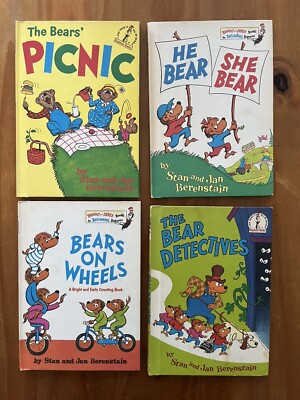 4 x Berenstain Bear Children's Book Lot, Stan and Jan, Hardcover, Vintage, RARE