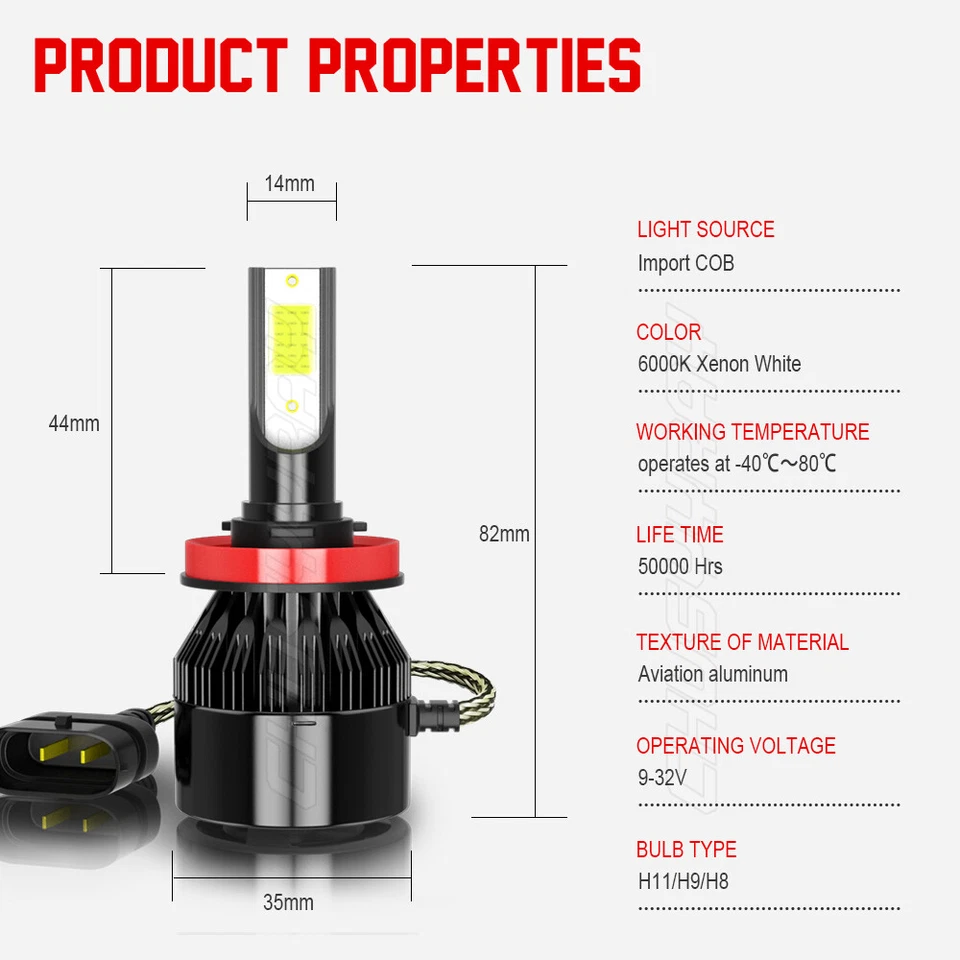 Combo de faros LED altos bajos + focos antiniebla Fit Pontiac G6 2005-2007 6X 6000K Foto 3 de 4