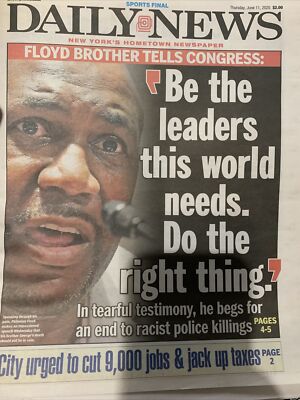 Daily New June 11, 2020 Hometown Newspaper FLOID BROTHER TELL CONGRESS