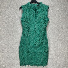 V By Very Womens Dress Size 12 Green Bodycon Floral Overlay Wedding