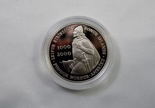 2000 Leif Ericson Millennium Commemorative 90% Silver Proof Coin Box & COA - Picture 5 of 8