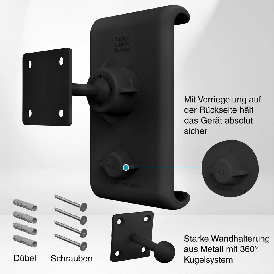 ✅ Tablet Wandhalterung schwenkbar Ipad Halterung, universal Kugelgelenk Schwarz - Bild 2 von 4
