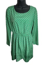 J.Crew Lined Dress Long Sleeve Green Print Faux Wrap Size 0