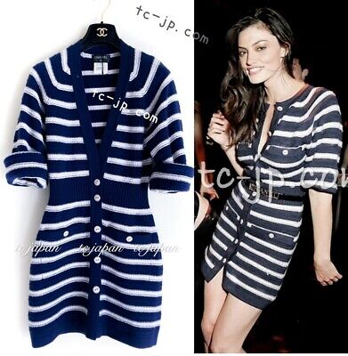 $5.1K CHANEL 15S Blue Stripe Border Cashmere Knit Cardigan $5.1K CHANEL 15S Blue Stripe Border Cashmere Knit Cardigan