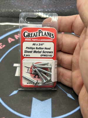 Great Planes. GPMQ3162 #6 x 3/4''Phillips Button Head Sheet Metal Screws