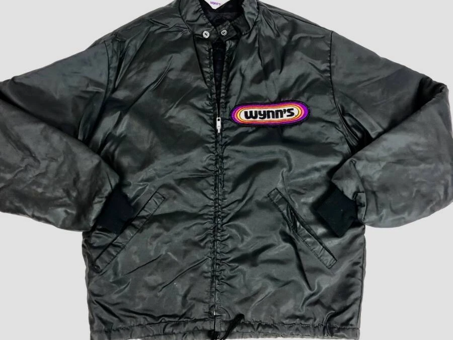Men s Wynn s Vintage Racing Jacket SMALL Official Black w Huge PATCH