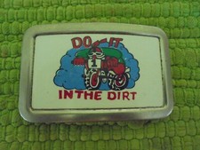Vintage DO IT IN THE DIRT Belt Buckle Motorcycle Retro Racing 1 Motor Bike