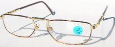 Vintage 90's Rectangle Metal Half Frame Reading Glasses 4.00 Gold/Tort 