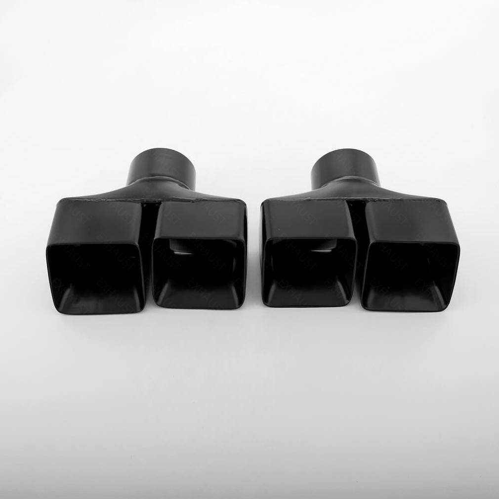 Pair Black Quad 4" Out 3" In Staggered Dual Wall Angle Cut - Foto 9