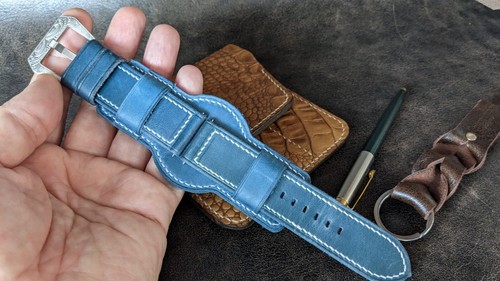 Vintage Watch Band Handmade Leather Bund Strap Watch Band Cuff 26mm 24mm 22mm - Picture 11 of 11