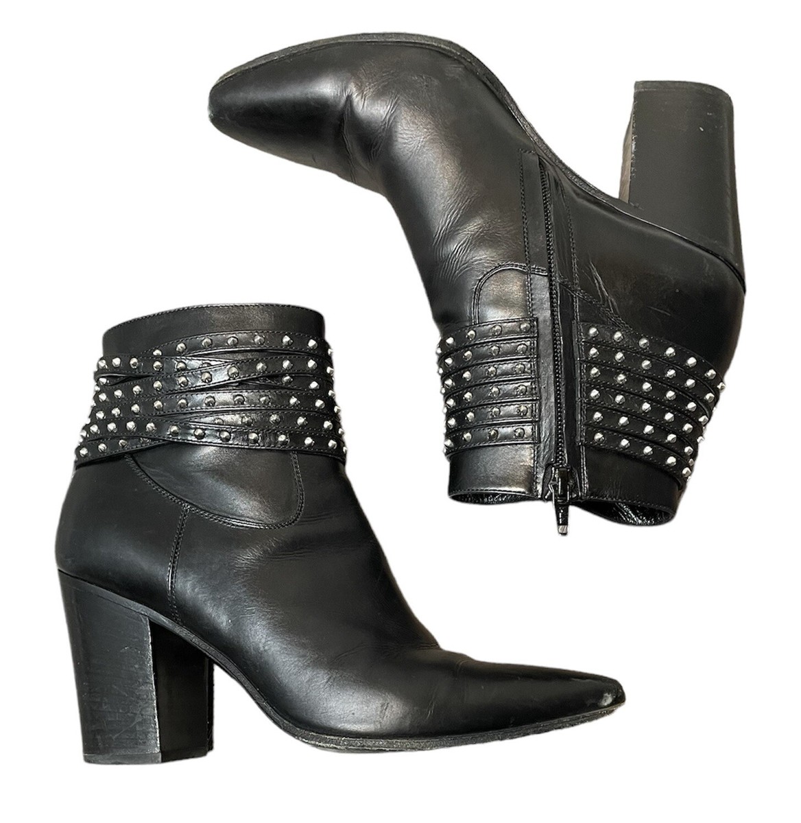 Saint Laurent YSL French 85 Studded Ankle Booties Size EU 37 US 7