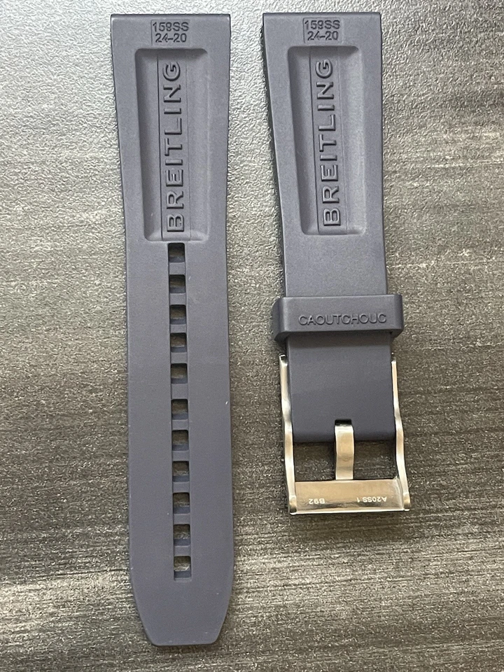 BREITLING OEM 24MM Diver Pro Navy Blue Rubber Strap w/ OEM Tang Buckle - Image 2 of 3