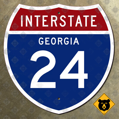 Georgia Interstate 24 route marker highway sign 1957 Raccoon Mountain 18x18