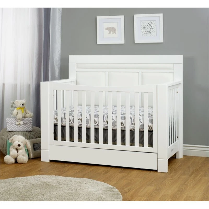 Orbelle Crystal Modern Solid Wood Convertible Crib with White Padding in White - Image 2 of 3