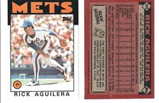 1986 Topps Baseball  Rick Aguilera #599 RC Rookie Card New York Mets MLB Base +. rookie card picture