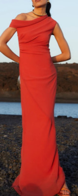 NWT LADY PIPA Marguerite CalderaLong dress with asymmetrical bardot neckline.