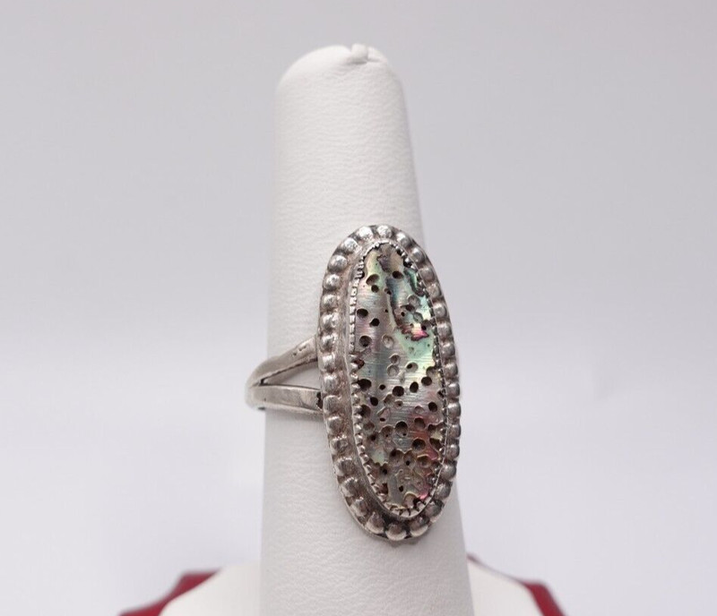 Sterling Silver 925 Natural Mother of Pearl Oval Ring 8