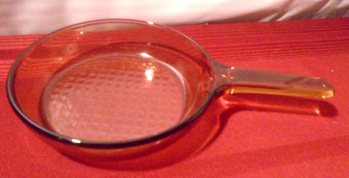 Corning Ware/Pyrex VISION 7” AMBER Glass Waffle Bottom SKILLET Pan