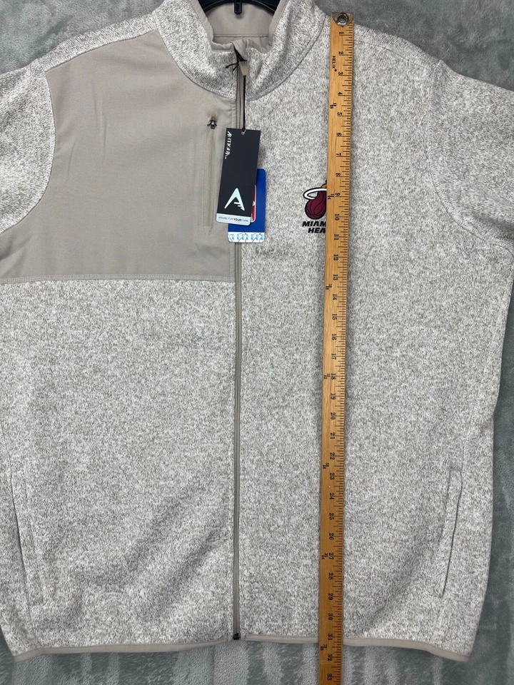 Jaqueta masculina nova com etiquetas Antigua com zíper completo Miami Heat Fortune urze de aveia tamanho 2XL - Imagem 3 de 4