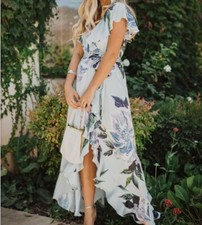 Show Me Your Mumu Jess Ruffle Midi Floral Dress Extra Large XL