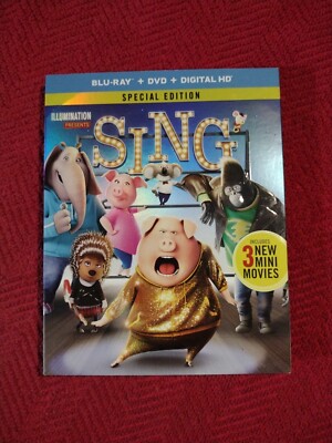 Sing (Blu-ray/DVD, 2016, 2-Disc Set, Special Edition, With Slipcover)