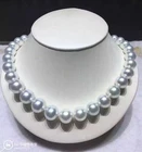 Huge 18"11-12mm Natural South Sea genuine white round pearl necklace AAA+