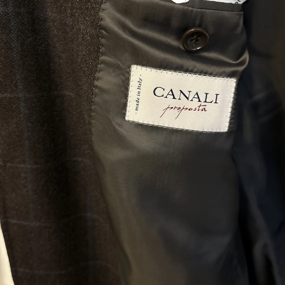 Canali Proposta Lana Cashmere Wool Men Brown Sport Coat/Jacket Size 54R - USED - Image 4 of 4
