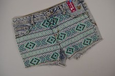 Justice Girls Plus Print Denim low Rise Frayed Edge Shorts Size 12 Husky